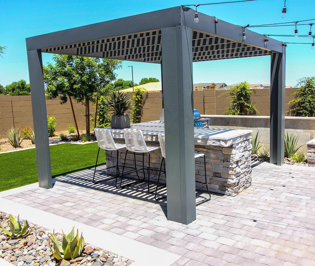 A charming backyard with a fire pit and stylish patio furniture, creating a welcoming space for socializing and enjoying nature.